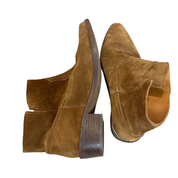 Madewell Brown Suede Leather Pull-On Western Cowgirl Ankle Boots Size 8 - Picture 5 of 7